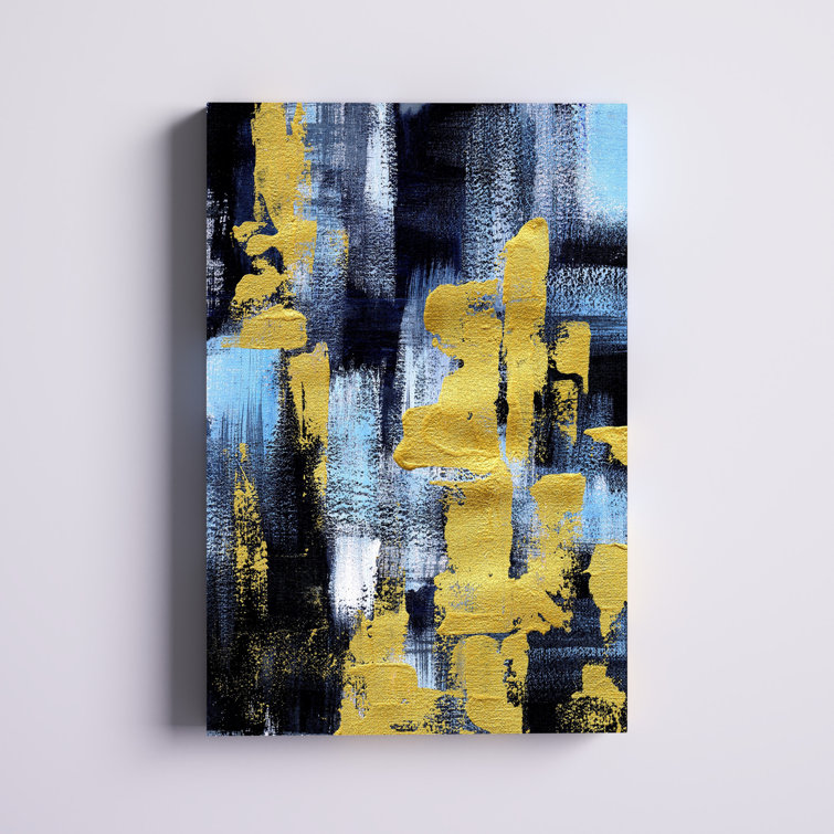 Etta Avenue™ Abstract Blue And Gold Paint On Canvas Painting & Reviews